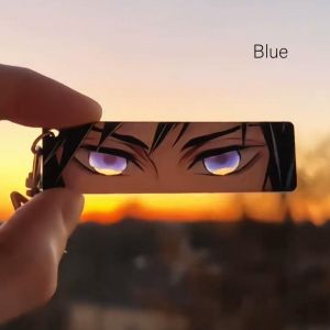 Demon Slayer Keychain Acrylic Kibutsuji Muzan Shining Eyes Rectangular Double Sided Pattern Backpack Pendant Christmas Gift