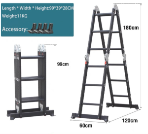 SUMINOE Aluminium heavy duty ladder Foldable Ladder 24ft adjustable thickened Multi Purpose extension ladders alloy anti-corrosion anti-slip foot cover Aluminum Ladder