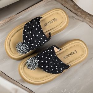 [Free Shipping] Polka Dot Fireworks Buckle Flat Sandals For Women Summer Outdoor Wear 2026 New Model Thick-Soled Slippers Soft Sole Versatile Casual Sandals