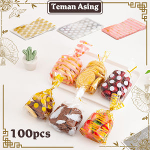 100Pcs Plastik Bungkus Makanan / Kertas Bungkus Roti Lucu Premium Dengan Pita Emas