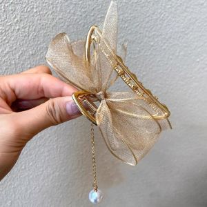 Jedai Jepit Rambut Jepitan Wanita Pita Hair Claw Clip Logam Kupu-Kupu Pita Mutiara Aksesoris Fashion Gaya Korea Korea Thailand Premium Ori Original