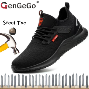 Brand GenGeGo (COD 3 Days Delivery)Sepatu Keselamatan untuk laki-laki Anti-smash-proof Steel Toe Rubber Low Cut Work Safety Shoes Lightweight Puncture Proof Construction Safety Shoes Work boot Protective Shoes for Men