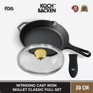 KOCH&BACKEN Cast Iron Skillet Clasic Preseasoned 30cm - Panci Wajan Besi Cor Murni Anti Lengket