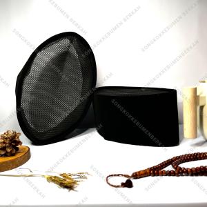 NEW!!!! Peci Songkok POLOS Hitam Full AC full jaring tinggi Normal (9 cm) + Ada Dus Setiap Peci