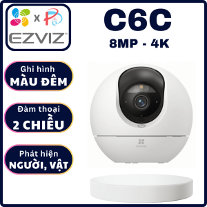 CAMERA IP WIFI EZVIZ C6C 8MP 4K - Xem toàn cảnh 360 độ Đàm Thoại 2 chiều Phát hiện người thú cưng Ban đêm có màu