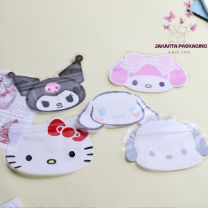 Plastik Zipper Lucu Bentuk Kepala Sanrio UK ± 12-15cm MIN.4PCS – Pouch Unik & Imut Jakartapackaging MN-1273