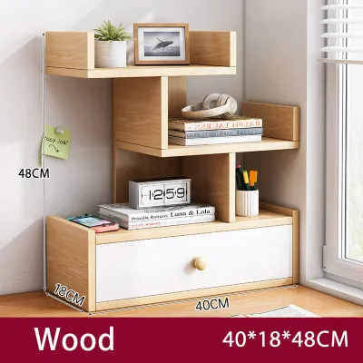 Desktop Bookshelf Storage Rack Wooden Study Small Bookcase Bedroom Office Simple Shelf Multi-storey Rak Buku Kecil Rak Storan Desktop 桌面置物架书架