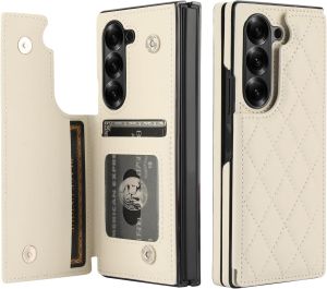 for Samsung Z Fold 6 Wallet Case with Card Holder PU Leather Kickstand Double Closure RFID Shockproof Phone Case for Galaxy Z fold 5/Z fold 4 cover