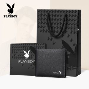 Ví Da Thương Hiệu Nổi Tiếng Playboy Ví Đựng Thẻ Tín Dụng Gập Đôi Ví Cầm Tay Ngắn RFID Với Hộp Đóng Gói Đẹp