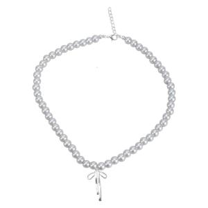 Fashionable Bowknot Necklace Exquisite Pearls Bowknot Necklace Neckchain Charm for Womens Collection