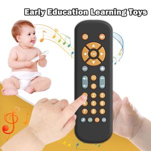 RBJ4 Light Childrens TV Remote Control Music Silicone Remote Control Toys Early Educational Button Simulation Remote Control Baby