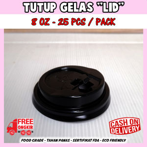 Lid 8 oz hitam/ Tutup Paper Hot Cup 8 Oz / tutup tempat kopi dan teh