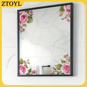 ZTOYL Mùa Xuân Màu Xanh Lá Cây Lá Và Hoa Tường Dán Glass Sticker Cho Vòi Hoa Sen Cửa Ra Vào Gương Phòng Tắm Kính Tự Dính Có Thể Tháo Rời