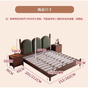 [Cozy ]Solid Wood Bed Frame Upholstered Bed Bedroom Bed Modern Minimalist Queen/King Size Bed Double Bed