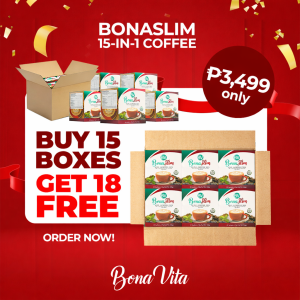 (BUY 15 GET 18 FREE) BONASLIM 15-in-1 Coffee Mocha Flavor - 33 Boxes