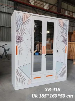 PROMO Lemari Pakaian Bahan Besi 4 Pintu Sliding Swing Murah XR - 404