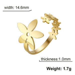 SKYRIM Elegant Womens RingFive petal Flower Design with Adjustable Opening for Womens Ring Fashion Jewelry Gift