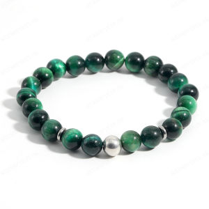 geegofirst Natural Green Tiger Eye Bracelet