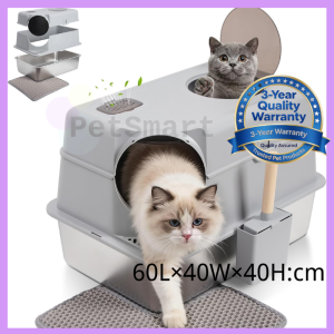 Enclosed Stainless Steel Litter Box with Lid XL Extra Large Stainless Steel Cat Litter Box for Big Cats High Sides Metal Litter Box