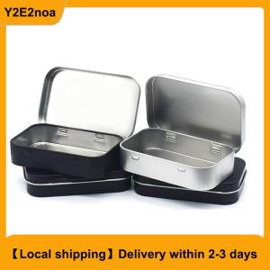 【Local shipping】 Metal Rectangular Empty Mini Tin Box Tinplate Push Candy Cases Bins Jar Hinged Containers Small Organizer Storage Box