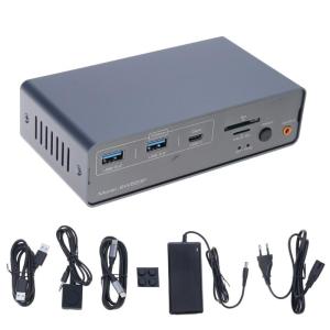 ขาตั้งมอนิเตอร์สองตัว4K120hz ท่าเรือสวิตช์ KVM แท่นวางมือถือสำหรับแล็ปท็อปแบ่งปันเมาส์สำคัญที่มี1ปุ่มสลับอุปกรณ์