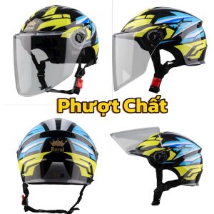 Mũ bảo hiểm nửa đầu Royal M389 -Nón bảo hiểm 1/2 Royal kính dài chính hãng cao cấp