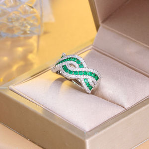 เลื่อมแหวนประดับเทพธิดาที่สง่างามสีขาวทองเต็มไมโครปูสีแดงสีเขียวสีขาวคริสตัลสีขาวคริสตัลทรง X แหวนอ้าได้สำหรับ SR113ของขวัญวันหยุด