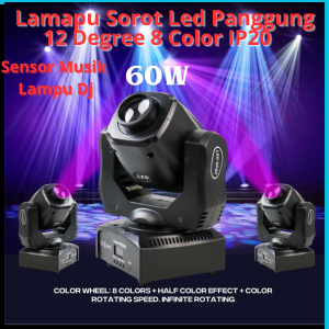 Lampu Sorot LED Spotlight 12 Degree 8 Color IP20 60W 220V - ZQ-B147B / Lampu Panggung Dj Berputar / Lampu Disco Warna Warni Jarak Jauh / Lampu Hias Panggung