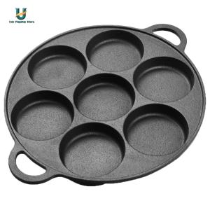 7 Hole Skillet Omelet Pan Cast Iron Non-Stick Egg Pancake Steak Pan Kitchen Cooking Ham Pan Eggs Cooking Pan Burger Mold[Ueb Flagship Store]