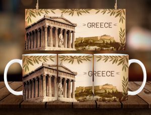 * 1 PC MUG WITH BOX * GREECE VINTAGE MUG DESIGN 11oz with BOX SOUVINER MUG