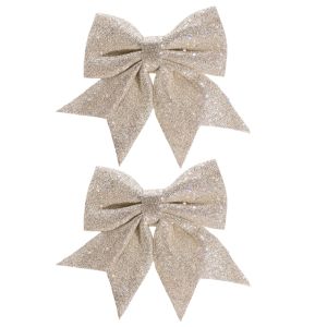YERZ 2Pcs Creative Bow Christmas Decorations Sparkling 3D Christmas Bow Decorations Gift Wrapping Sequin Xmas Tree Bowknot Ornaments Christmas Tree Decoration