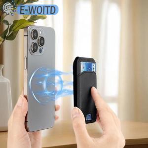 E-WOITD กระเป๋าเงินใส่บัตรแม่เหล็กทำจากหนัง1ชิ้นสำหรับ Phone16 15 14 13 12ซีรีส์พร้อมที่วางแบบปรับได้ขาตั้งกระเป๋าสตางค์แม่เหล็ก MagSafe แบบ2 in 1