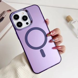 I TECH IMD Plating Matte Magnetic Wireless Charge Shockproof Case for iPhone 16 15 14 13 12 11 Pro Max / 12 13 Mini / 14 15 Plus