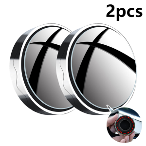 2Pcs Car Blind Spot Rear View Mirror Wide Angle 360 Degree Adjustable Small Round Mirror Car Reverse Auxiliary Rearview Convex Mirror