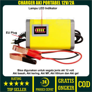 [BISA COD] Charger Aki Motor Mobil Portable Otomatis Auto On Off - Charger Batteray Accu Cut Of 12V/2A - Charger Aki Lengkap dengan Lampu Indikator Premium - Pengisi Daya Baterai Portable Otomatis Auto On Off Charger Batteray Accu Auto Cut Off