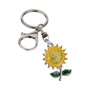 Vibrant Sunflower Key Holder Zinc Alloy Materials Flower Keychain with Multi Functional Daily Carry Charm