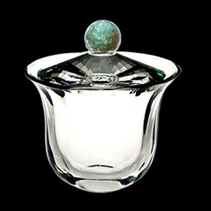 Chinese style bowl handmade glazed tea bowl air bubble turquoise crystal glass home tea cups