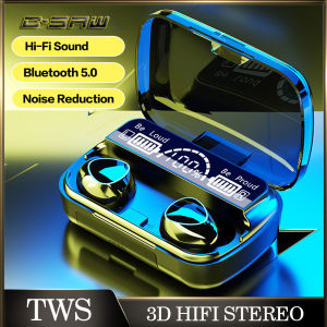C-SAW M10 TWS Wireless Earbuds Sport Earphone Headphone Bluetooth V5.0 with Microphone HIFI Stereo Waterproof Headsets LED Display Noise Canceling for iPhone Android