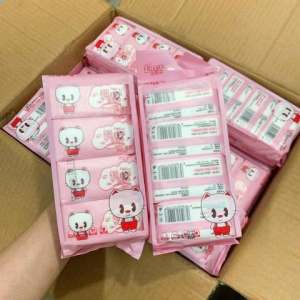 Set 8 Khăn giấy ướt mini bỏ túi du lịch Lốc 8 gói nhỏ