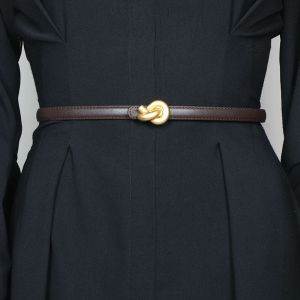 New Genuine Leather Women Fashion Belt High Quality Metal Knot Buckle Waistband Cummerbund For Dress Jeans2026