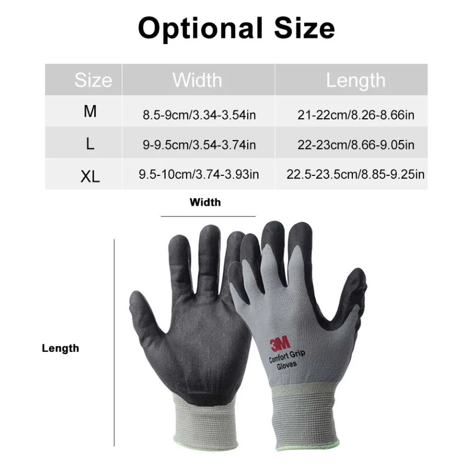 1pc 3M Comfort Grip Glove Nitrile Rubber Protective Gloves Cut Resistance  Gloves Work Gloves Stretch Fit Durable Coated General Use