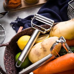 Kitchen Multifunction Vegetable Cutter 4 in 1 Stainless Steel Double Head Multi-Functional Double All Vegetable Cutting Machine for Vegetable And Carrot Cucumber Julienne Pineapple