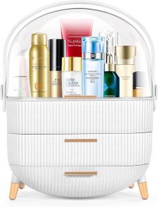 Preppy Makeup OrganizersSkincare Organizer for College StudentsPortable Cosmetic Organizer Makeup Caddy for DormBathroomDresser Cosmetic Storage. (ClearBlack)