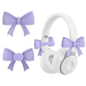 BCOO6 2PCS Silicone Headphone Decorations Bow Shape 3D Headphone Accessories Universal Gift Earphone Charms Girls