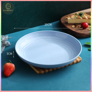 20/25cm Piring Makan Saji Bulat Gandum Wheat Straw Piring Snack Bahan Jerami Gandum Tahan Banting