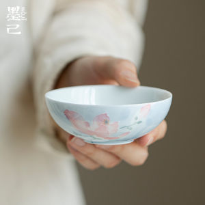 墨己手绘玉兰花宽口主人杯陶瓷普洱茶杯家用品茗杯功夫茶具单杯