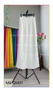 AV09 Áo dài truyền thống thiết kế hoa nhí màu xanh áo 4 tà voan tơ mềm mại ảnh thật tự chụp hàng sẵn