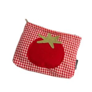 YRUQYS Large Capacity Grid Cosmetic Bag Tomato Red Makeup Bag Cute Cosmetic Case Women Toiletry Bag Travel Essential