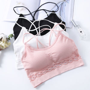 OK Bra Korean Style Hollow Cross Shoulder Strap Beauty Back Underwear No Steel Ring Seamless Breathable Sports Bra