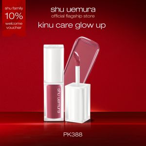 shu uemura daring dice collection - kinu care glow up gleam liquid lipstick with 92% lip caring essence for long-lasting color in sheer finish